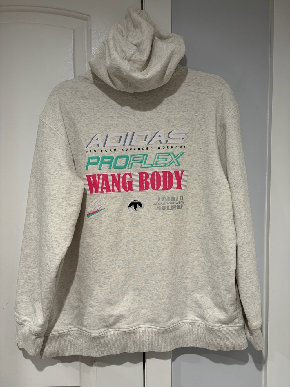 Adidas Alexander Wang Sweatshirt Mens S White Graphic Back Crewneck Boyfriend